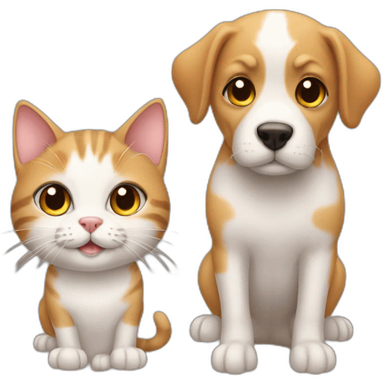 cat and cute dog emoji