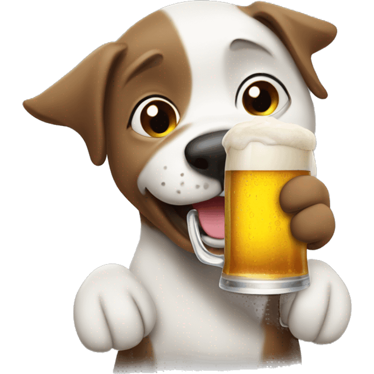 Dog drinking beer ￼ emoji