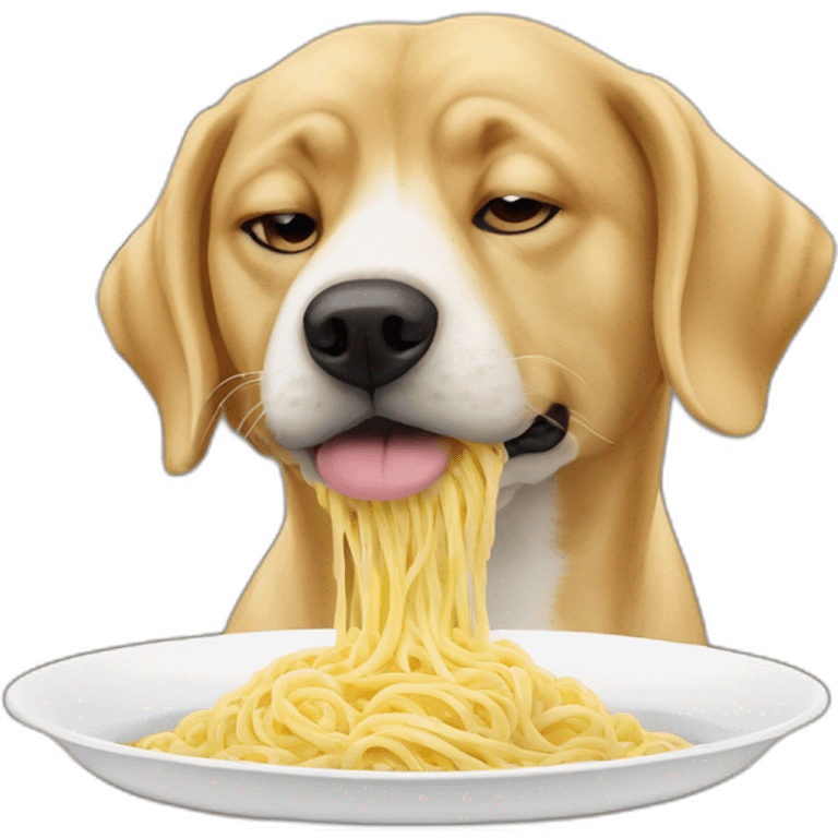 Un chien qui mange des pâtes a la carbonara emoji