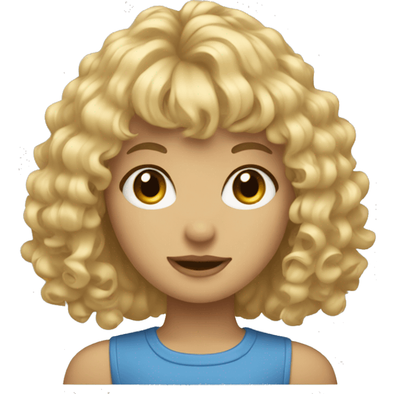 a girl with curly blonde hair and bangs  emoji