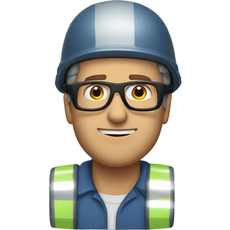 Caucasian man wearing helmet, glases and earplugs emoji