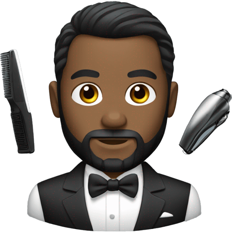 black James Bond WITH BEARD holding hair clippers emoji