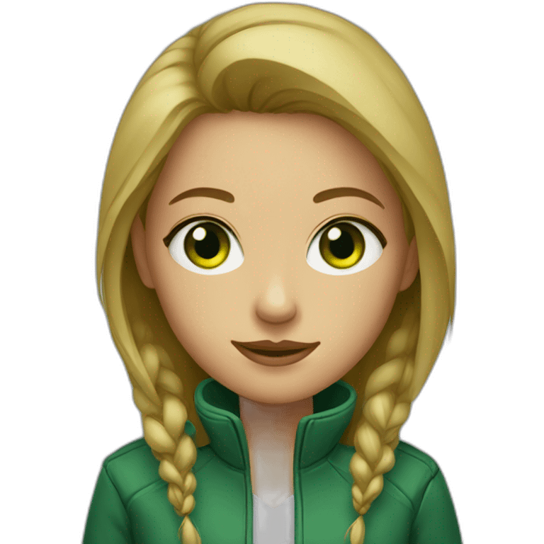 green-eyed girl in jacket emoji