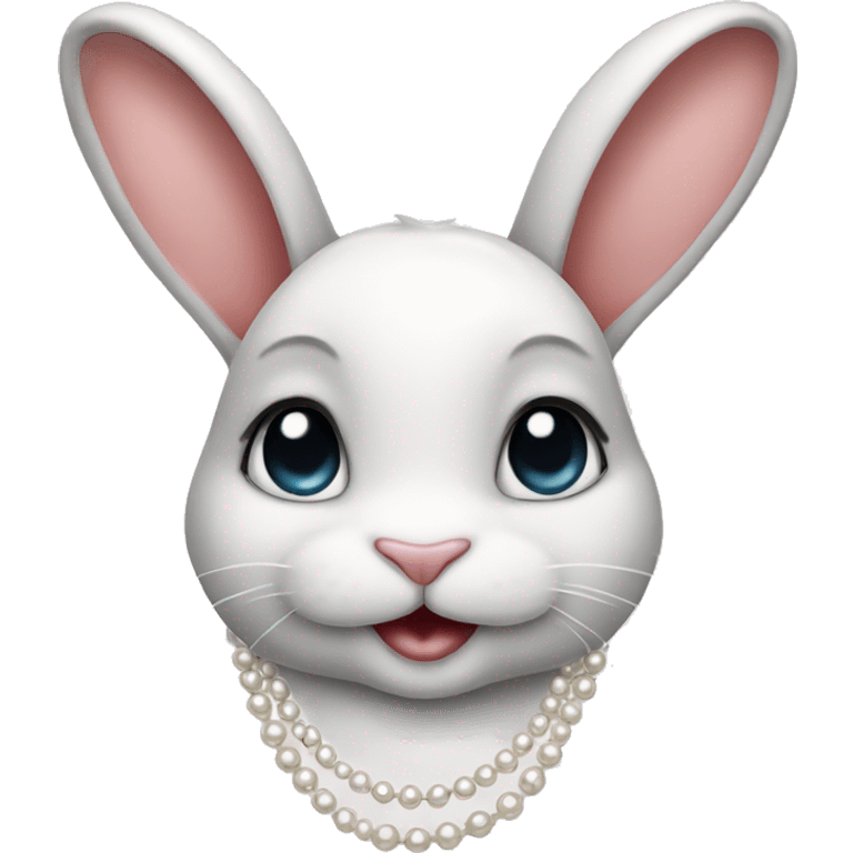 A bunny with a pearl necklace  emoji