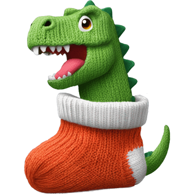 dinosaur knits a sock emoji