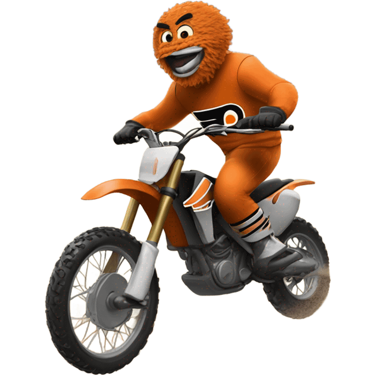 Gritty from the flyers wheeling a dirtbike  emoji