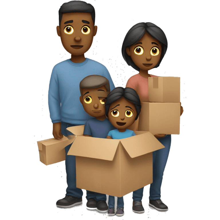 sad family with moving boxes emoji