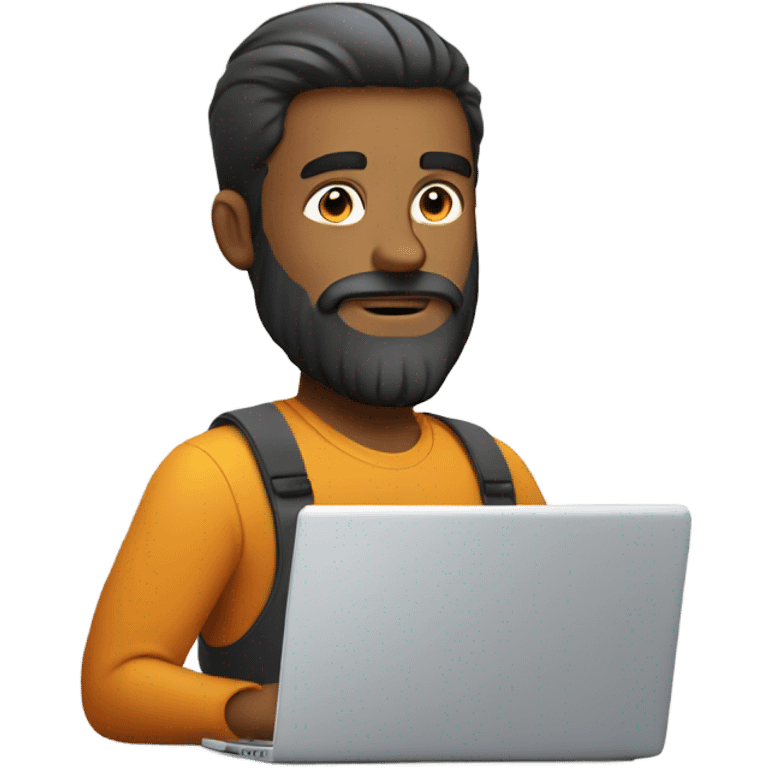 beard guy with laptop working on laptop focused emoji