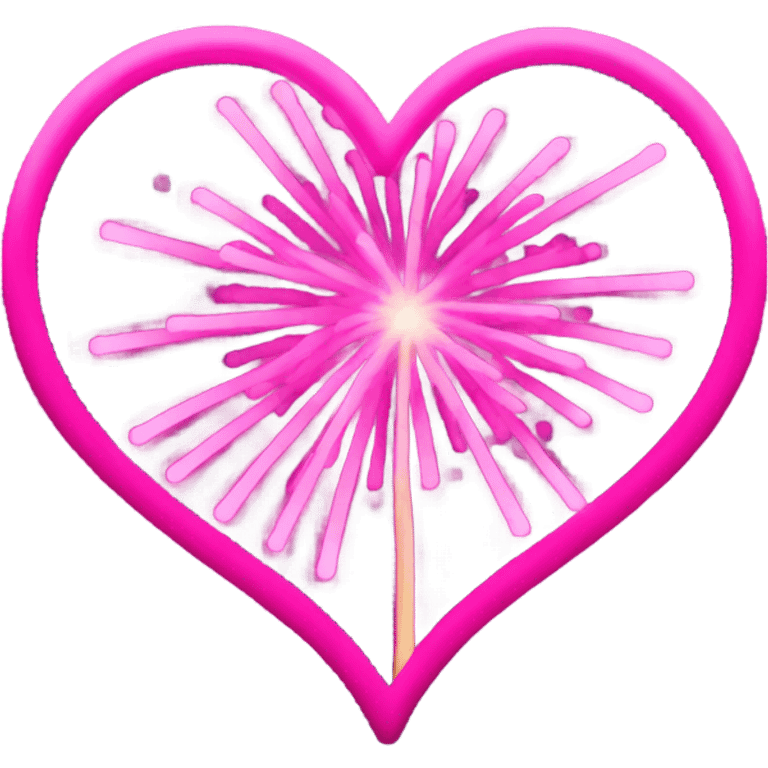 Neon pink fireworks that form a heart  emoji