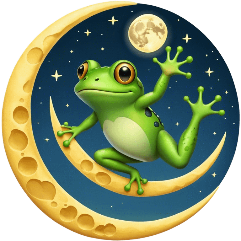 Frog flying over the moon emoji