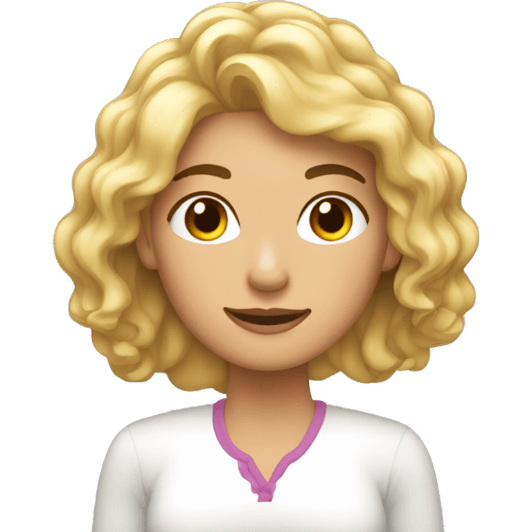 Mujer blanca tirando su cabello hacia atrás emoji