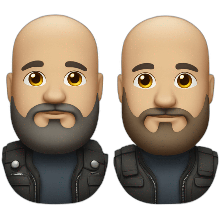 bald fat man with biker beard and with tattoos emoji