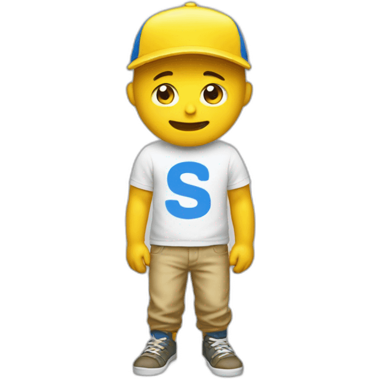 Yellow Men with a blue cap with a white "SK" and tshirt emoji