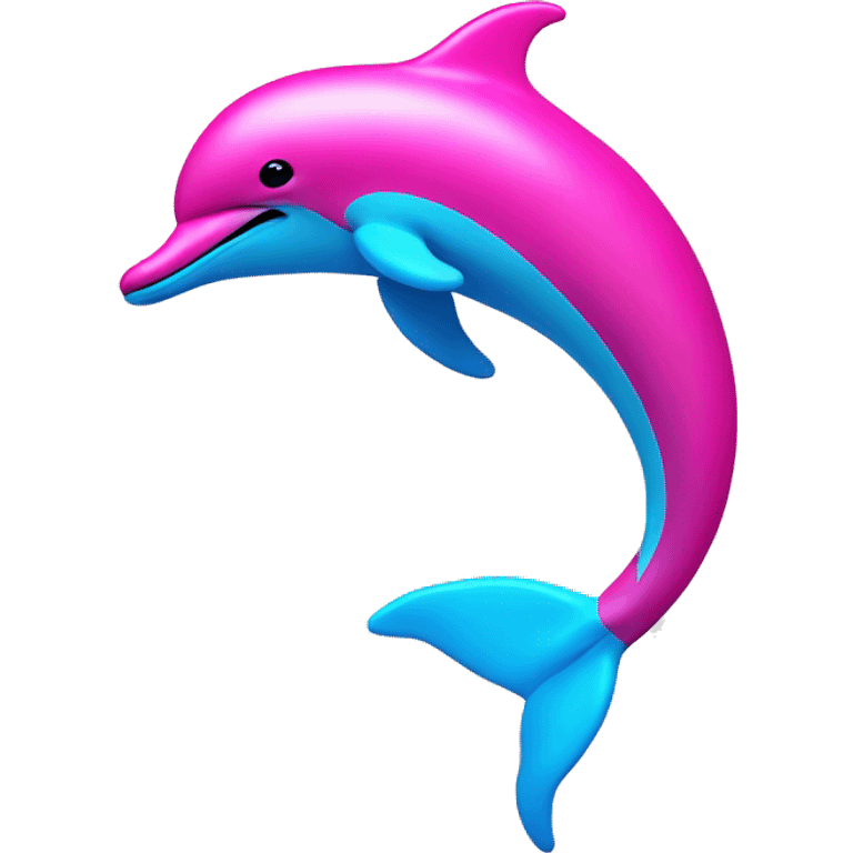 Hot pink and neon blue dolphin emoji