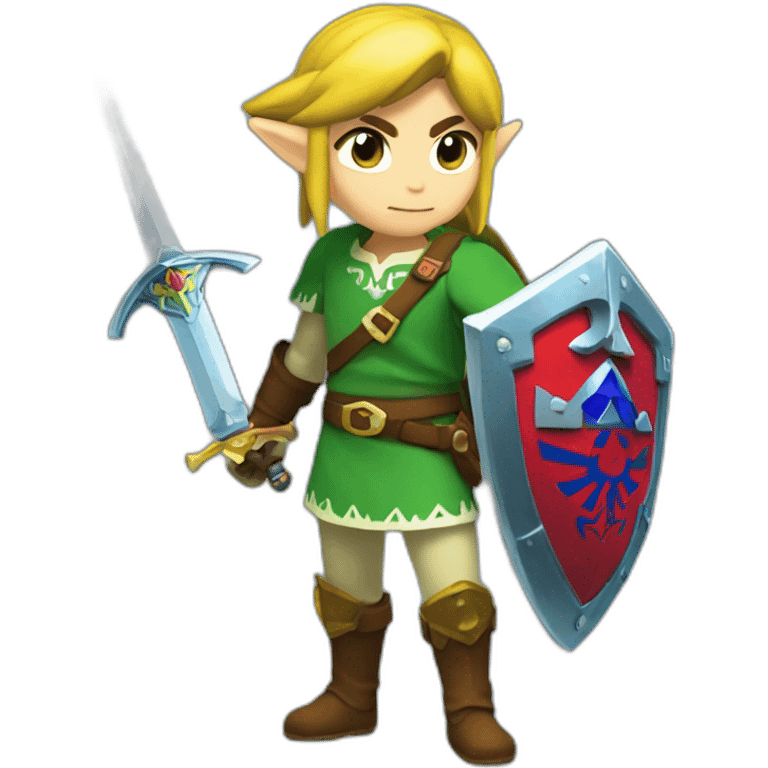 Zelda link standing with sword and shield emoji