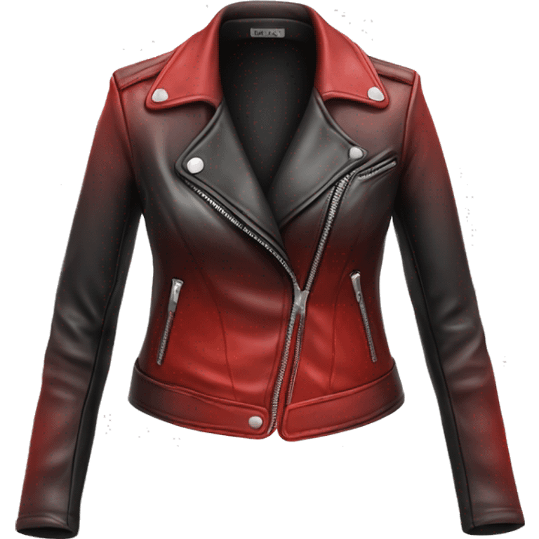 Hyper Realistic isolated open red ombre feminine fashion leather jacket. emoji