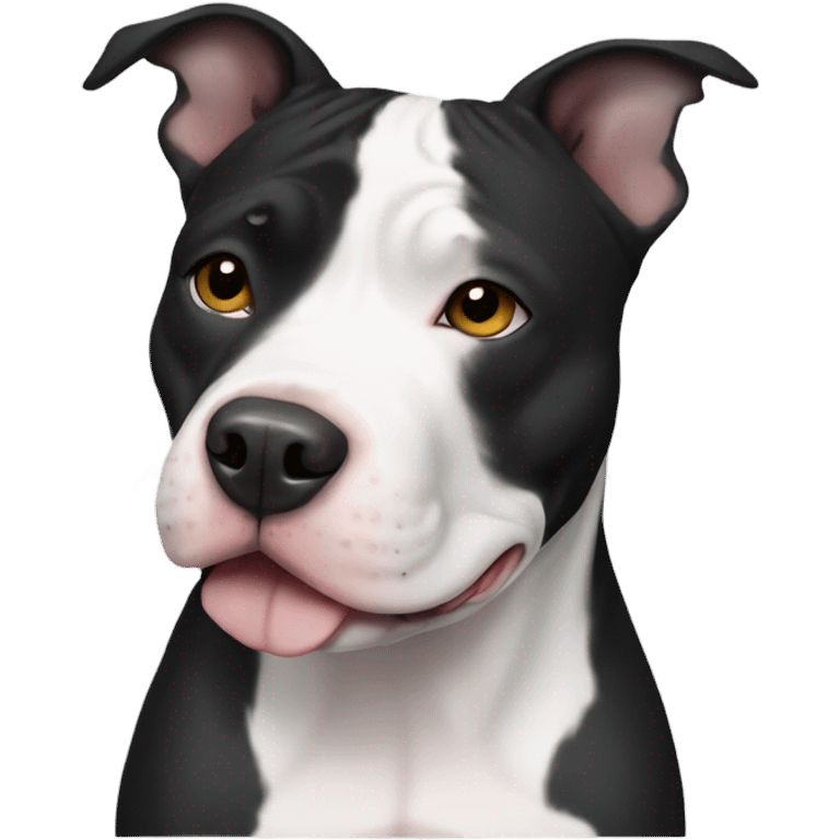 Black and white american pitbull emoji