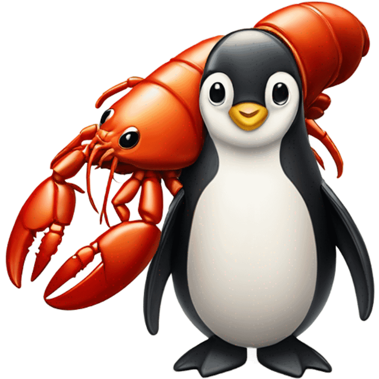 Crab stuffed lobster with a penguin on top emoji