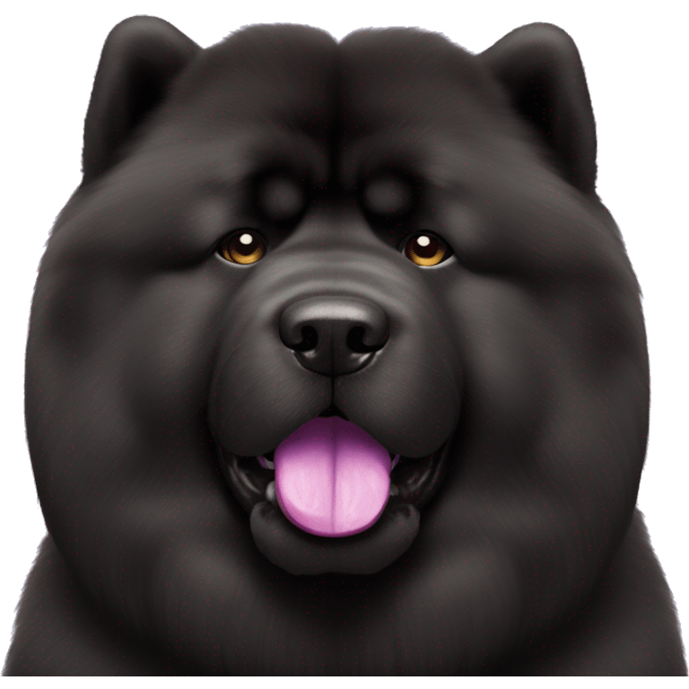 Full body black Chow chow with purple tongue, photorealistic 4k emoji