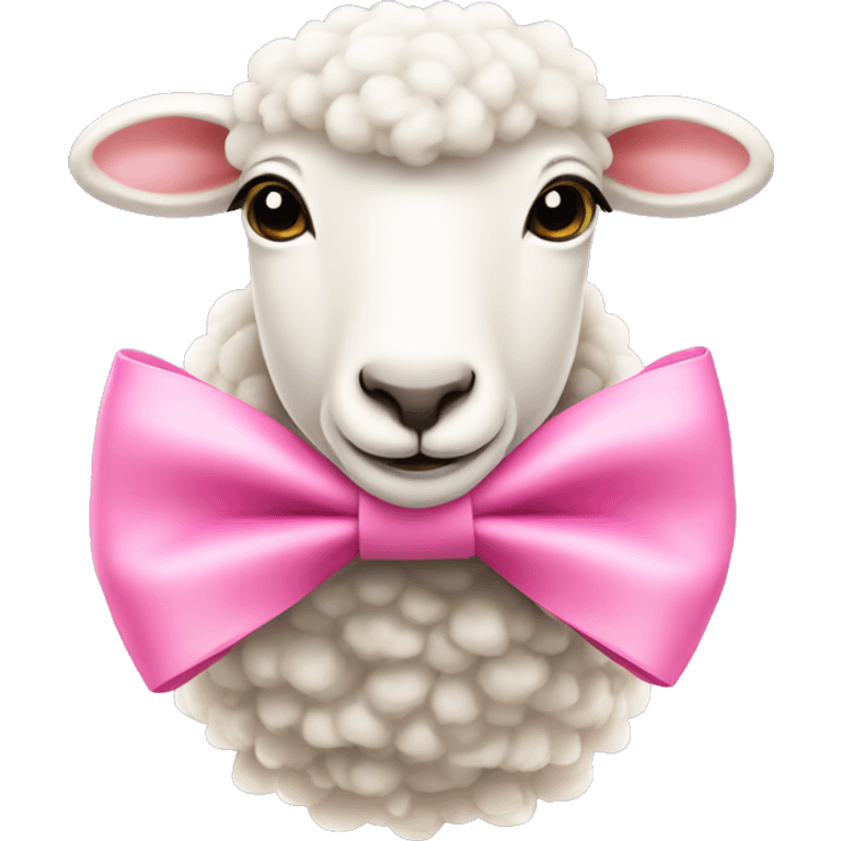 White sheep with pink coquette bow emoji