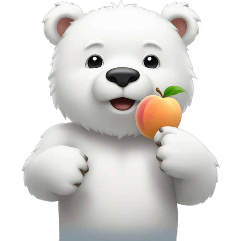 white bear holding a peach in his paws emoji