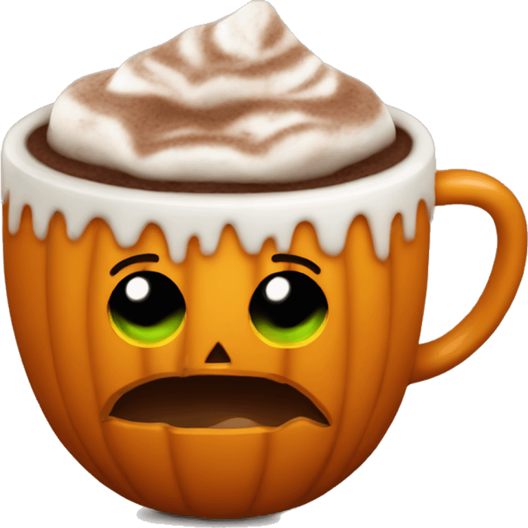 Hot cocoa in a pumpkin-shaped cup emoji