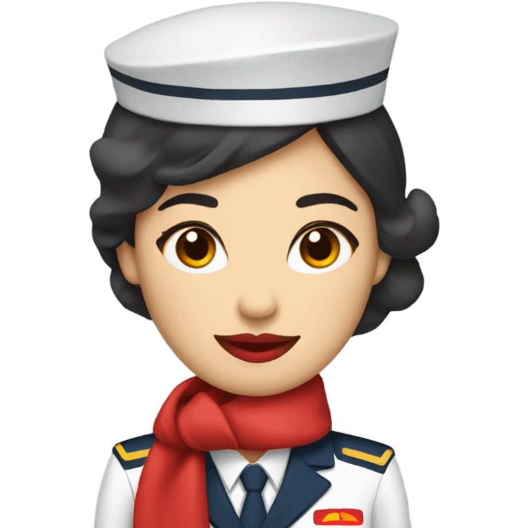 Asian flight attendant with scarf red lips emoji