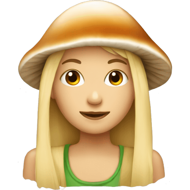 blonde girl with mushroom hat emoji