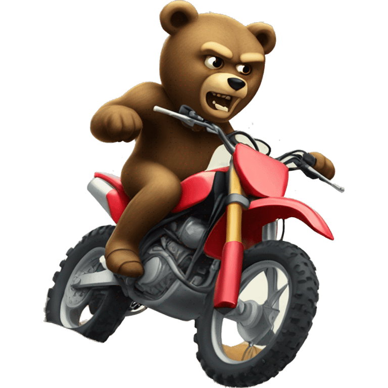 Angry bear riding a 2 stroke dirtbike emoji