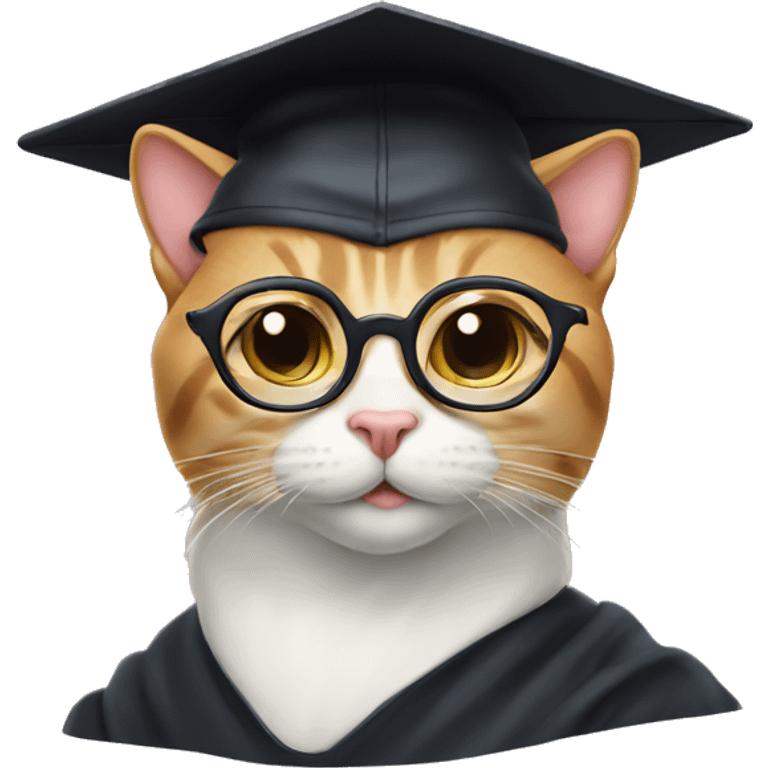 cat in graduation cap and glasses emoji