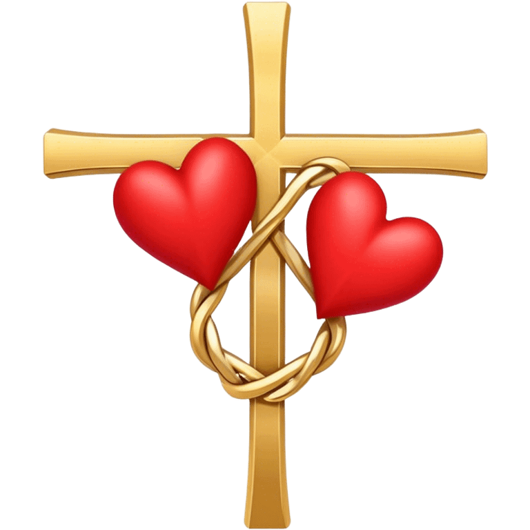 Two red hearts entwined with a gold cross  emoji