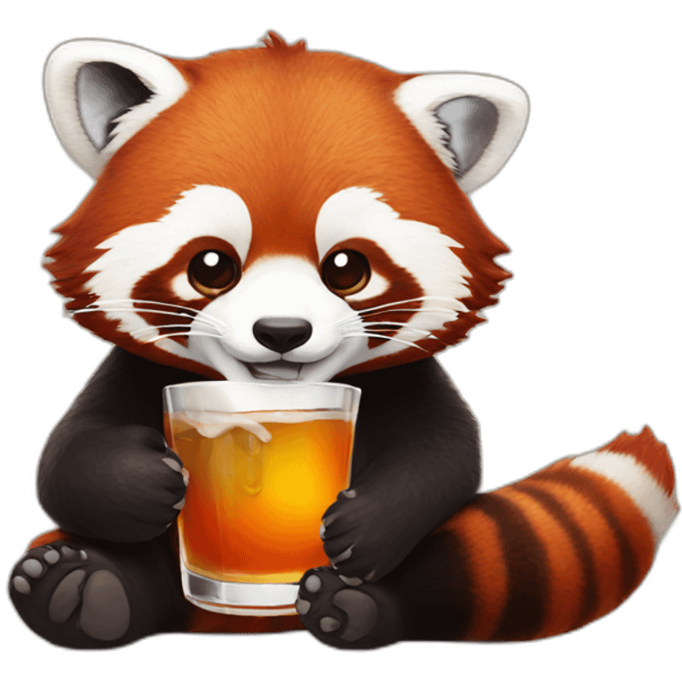 red panda drinking whisky emoji