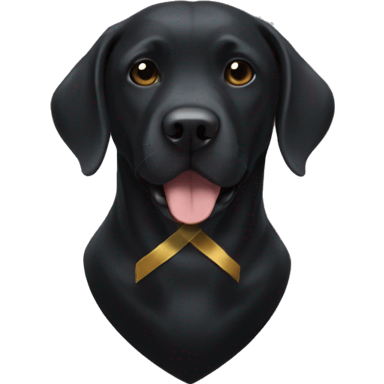 black shield and ribbon with blacklabrador emoji