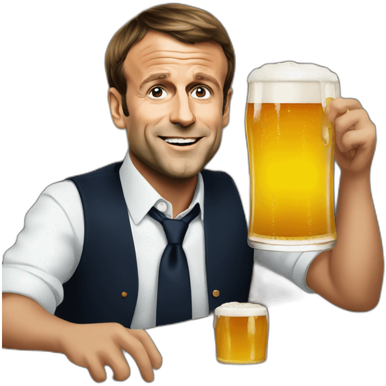 Emmanuel Macron drinking beer emoji