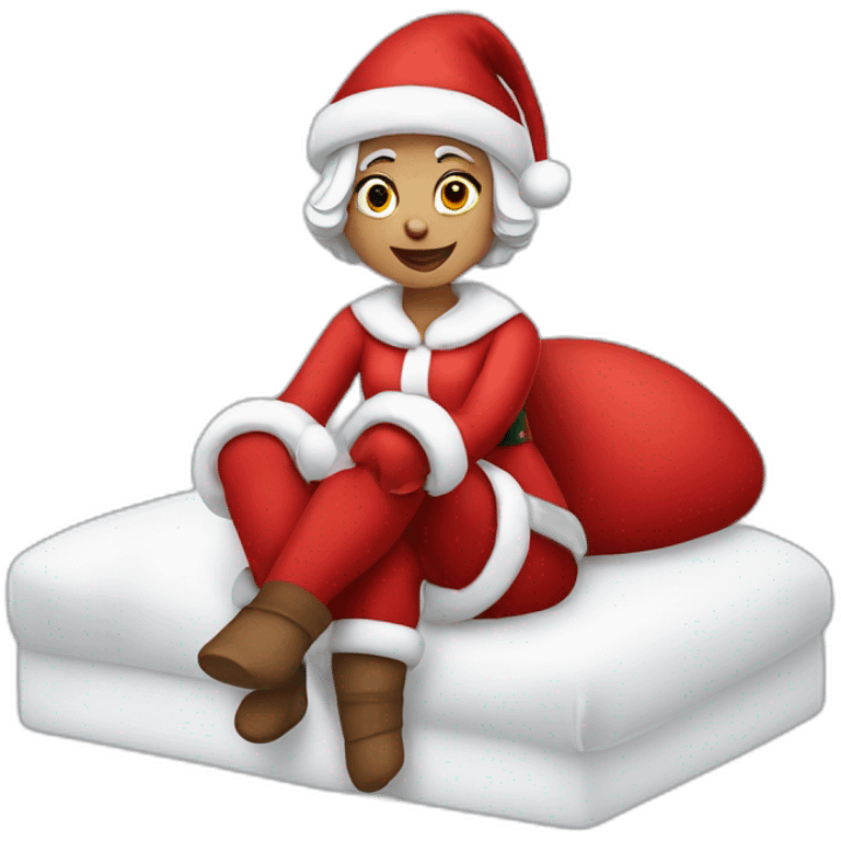 mrs santa claus sitting on bed emoji