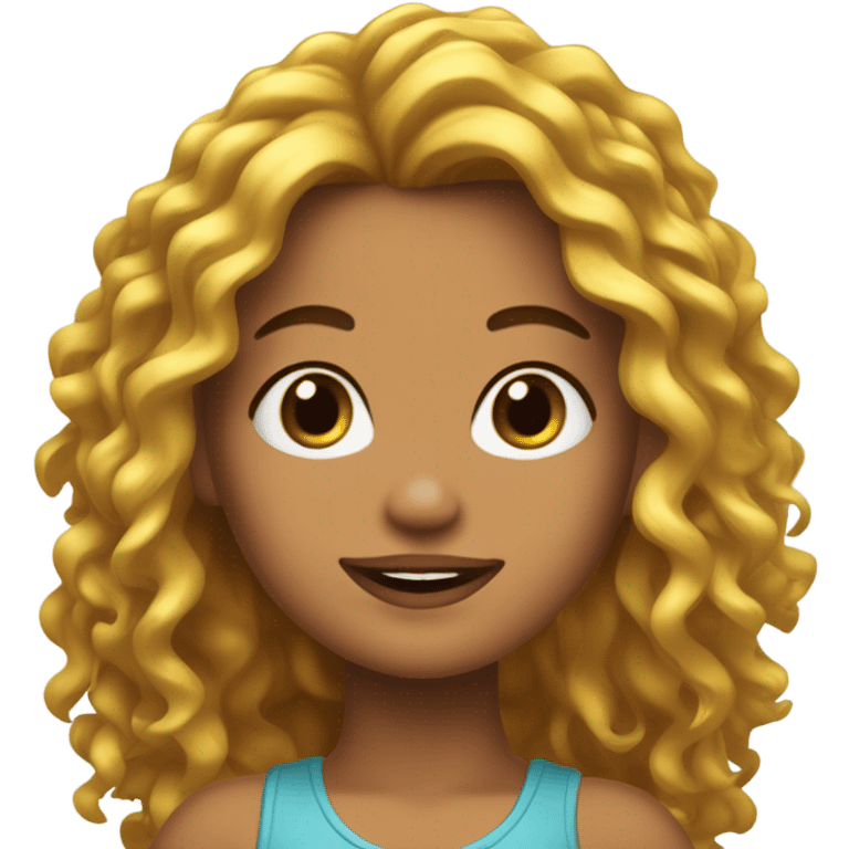 chica blanca con pelo largo rizado emoji