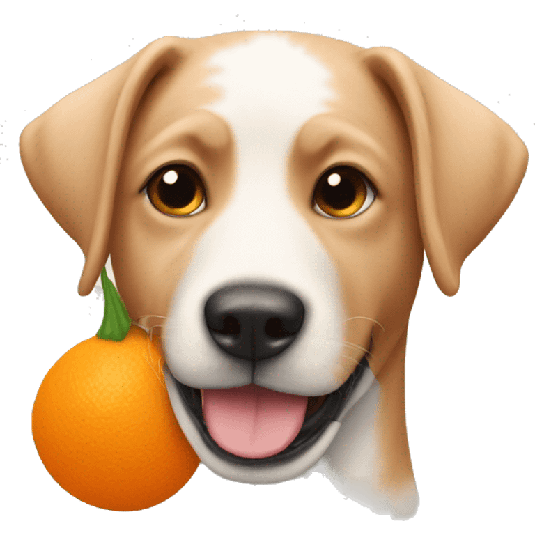 Un perro naranja con un collar de un sol emoji