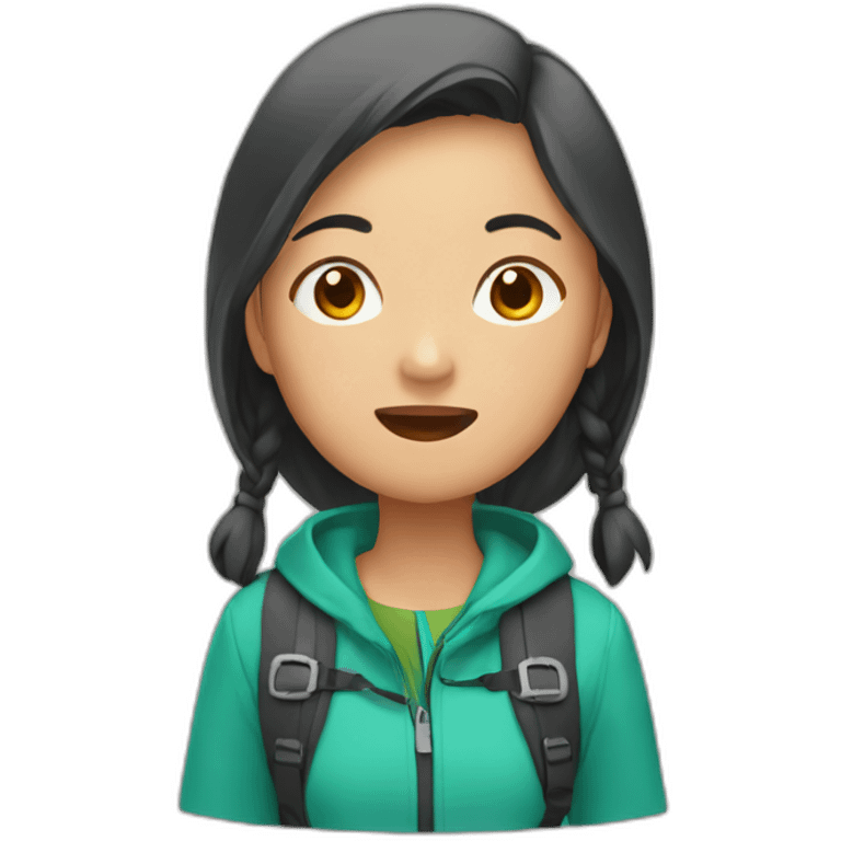 ASIA GIRL SPEAKING ON THE MOUNTAIN emoji