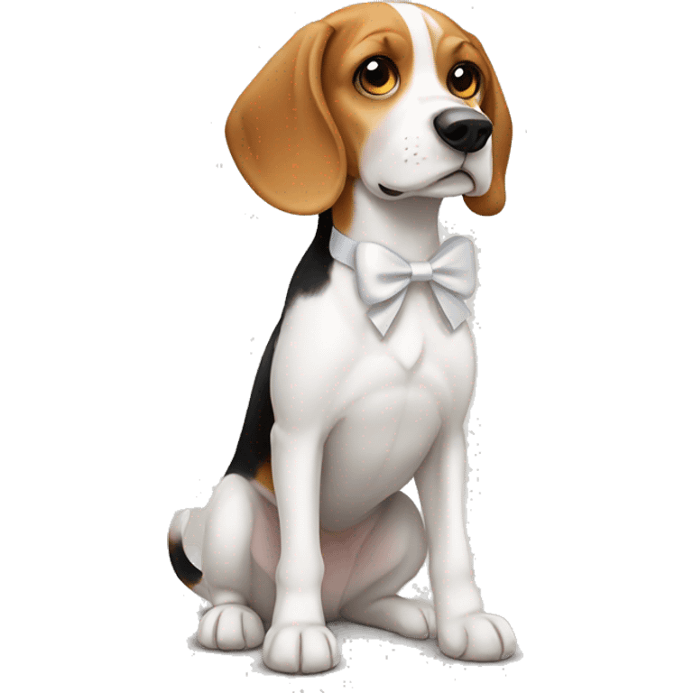 beagle with a cute white bow  emoji