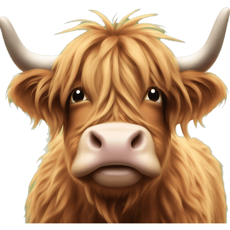 Highland cow giving peace sign emoji