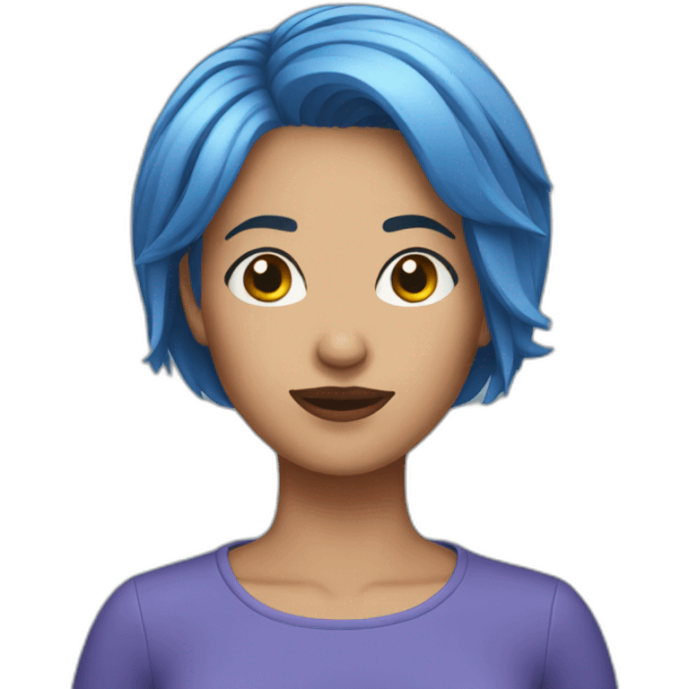 Blue short hair woman emoji