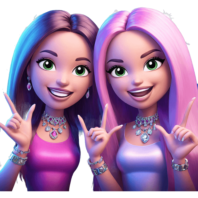 happy girls with beautiful jewelry emoji