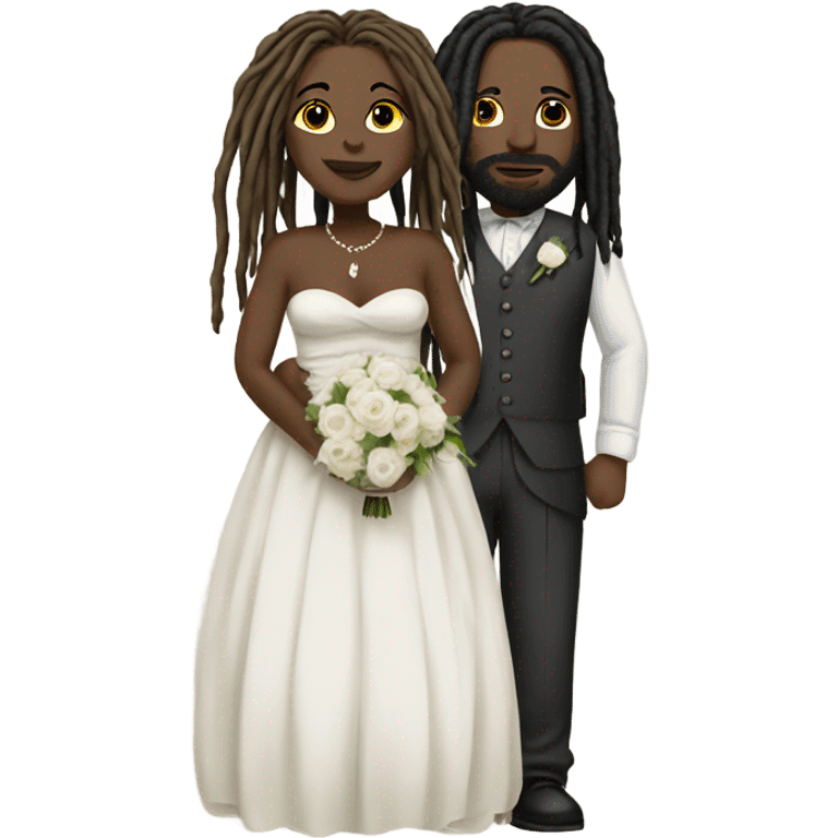 full body Plus size couple with dreads wedding pale emoji