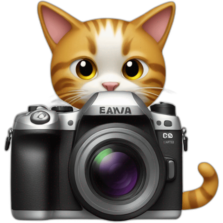 cat taking a picture with a dslr camera emoji