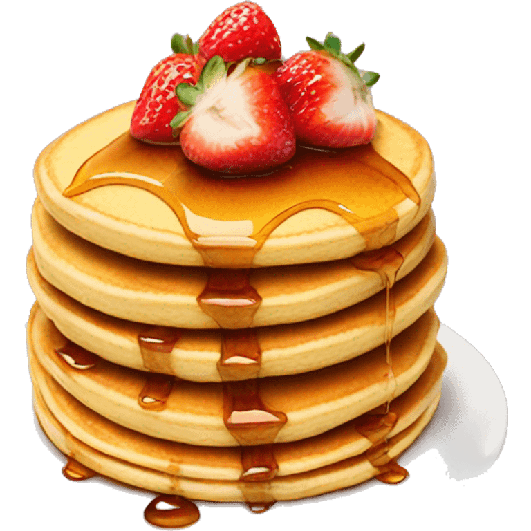 Stack of pancakes with syrup and strawberries  emoji