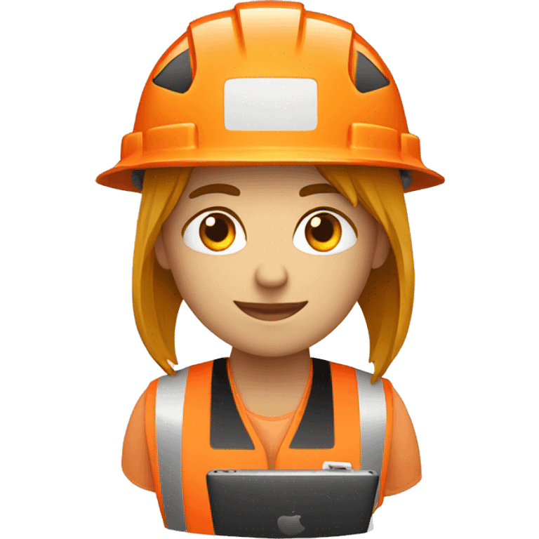 Worker in orange vest with black macbook emoji