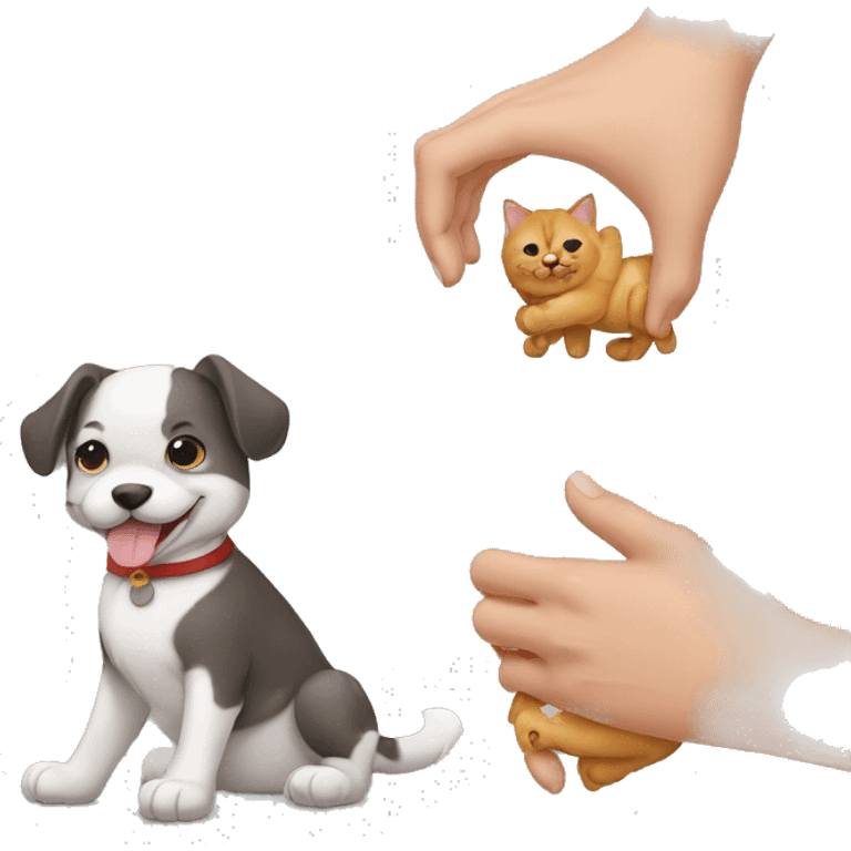 perro y gato dandose la mano emoji