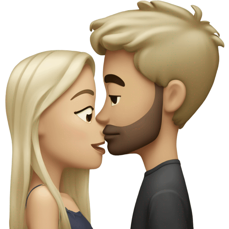 blonde girl kissing brunette man emoji