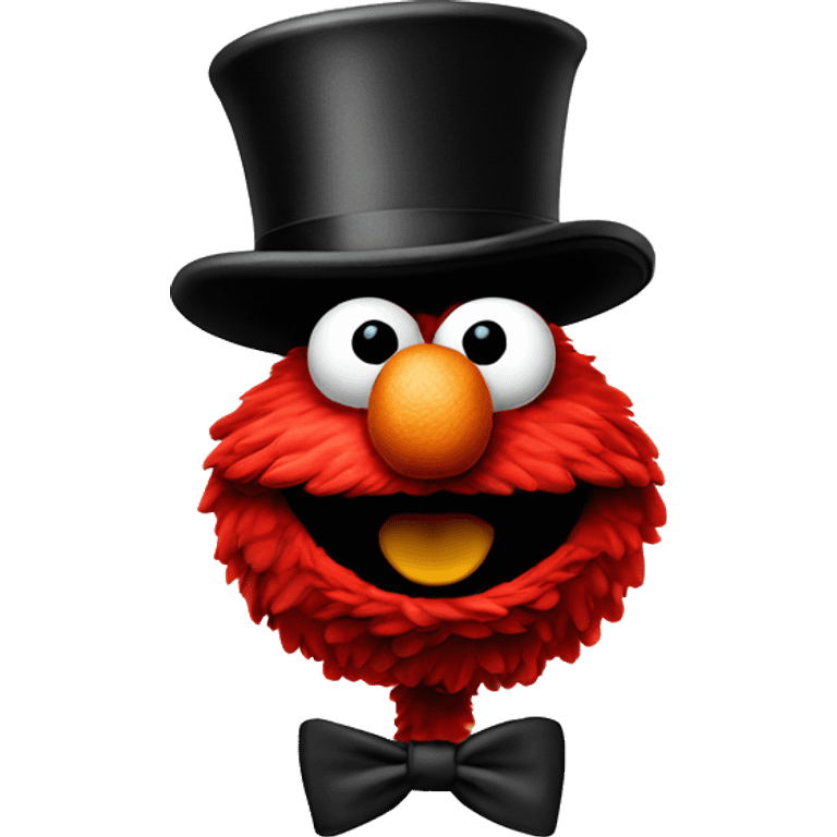 Elmo in a top hat emoji