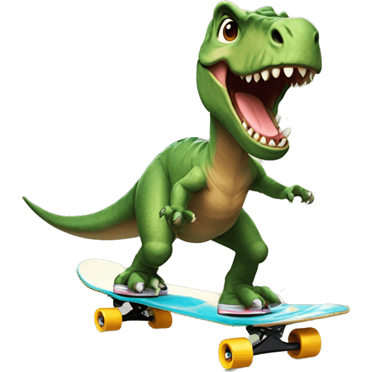 dinosaur riding a skateboard emoji